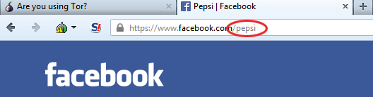 Facebook URL einer Seite. Hier: Pepsi