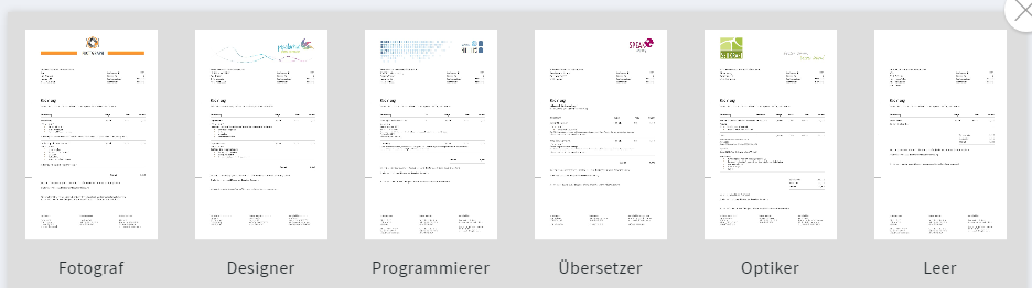 Briefpapier-Vorlagen in invoiz